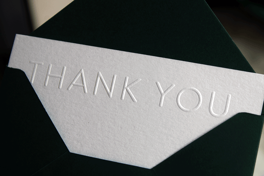 Embossed Thank You Note Cards - Artisan Stationery - 5's pack