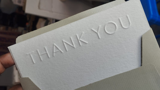 Embossed Thank You Note Cards - Artisan Stationery - 5's pack