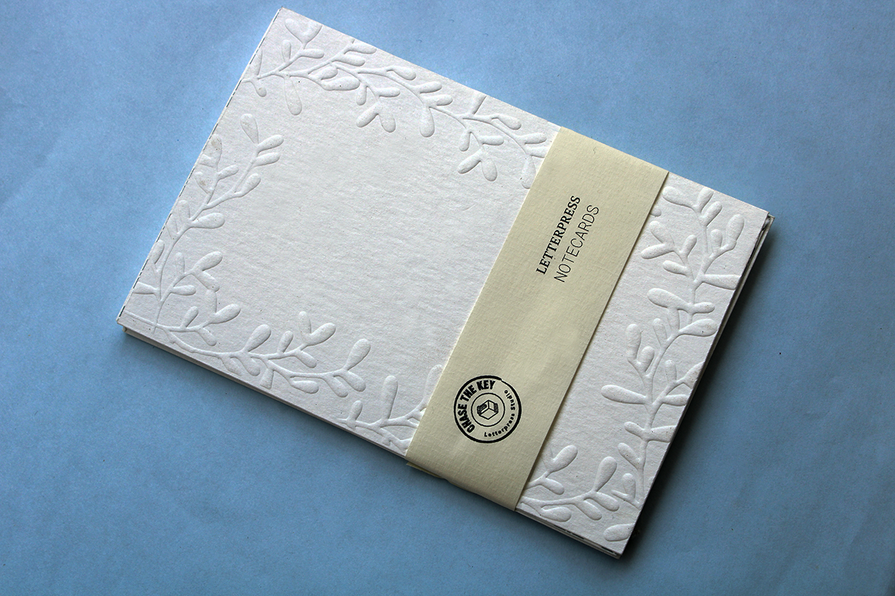 Embossed Cotton Note Cards - Artisan Stationery with Envelope Liner - 10's pack