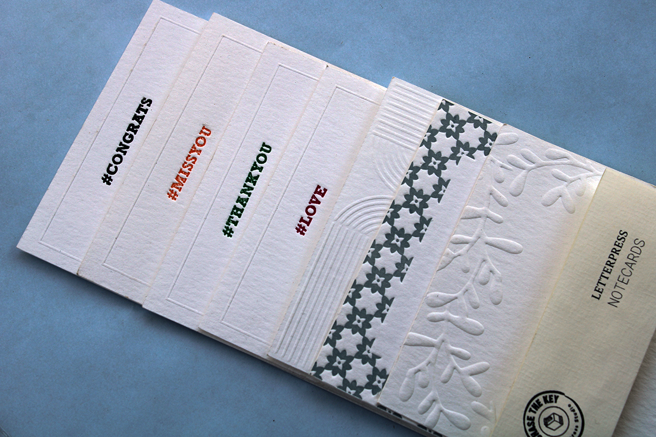 Embossed Cotton Note Cards - Artisan Stationery with Envelope Liner - 10's pack
