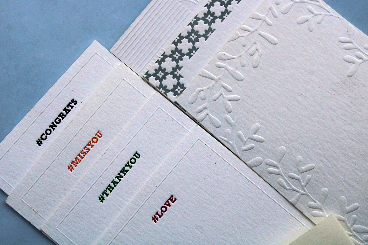 Embossed Cotton Note Cards - Artisan Stationery with Envelope Liner - 10's pack