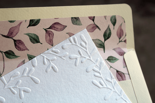 Embossed Cotton Note Cards - Artisan Stationery with Envelope Liner - 10's pack
