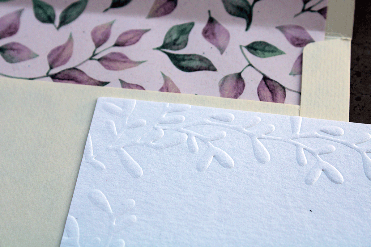 Embossed Cotton Note Cards - Artisan Stationery with Envelope Liner - 10's pack