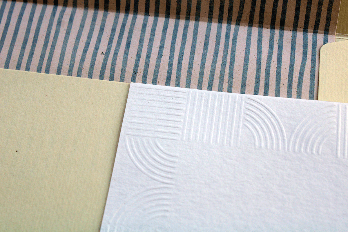 Embossed Cotton Note Cards - Artisan Stationery with Envelope Liner - 10's pack